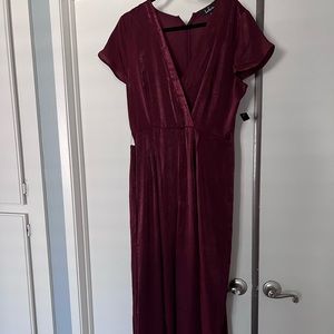 Maroon Lulus satin jumpsuit